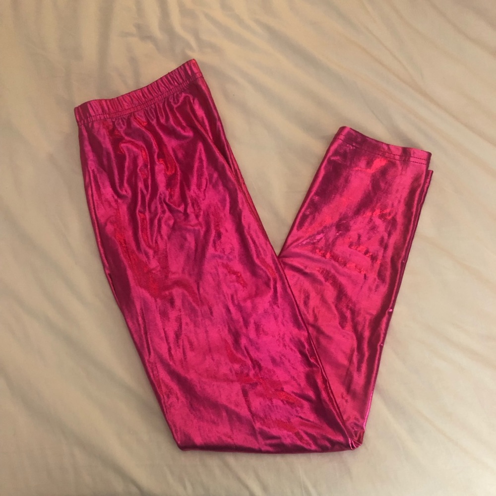 Pink metallic leggings